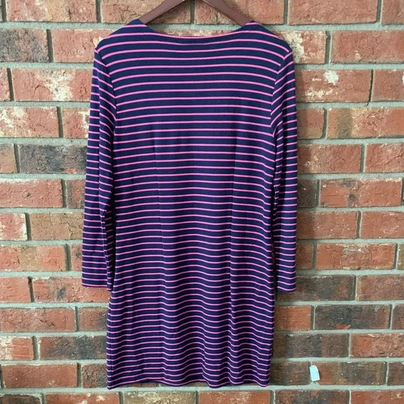 Sail to Sable Smiling in Stripes Navy Pink Striped Long Sleeve Dress - Picture 7 of 8